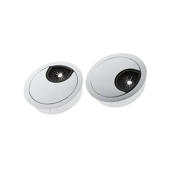 serony 2Pcs 60mm Computer Desk Table Grommet Cable Port Wire Hole Cover Silver