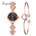 thumbnail image 1 of Reloj de cuarzo de moda para mujer, reloj de pulsera informal con diamantes de imitación, pulsera elegante, oro rosa y negro, 1 of 4