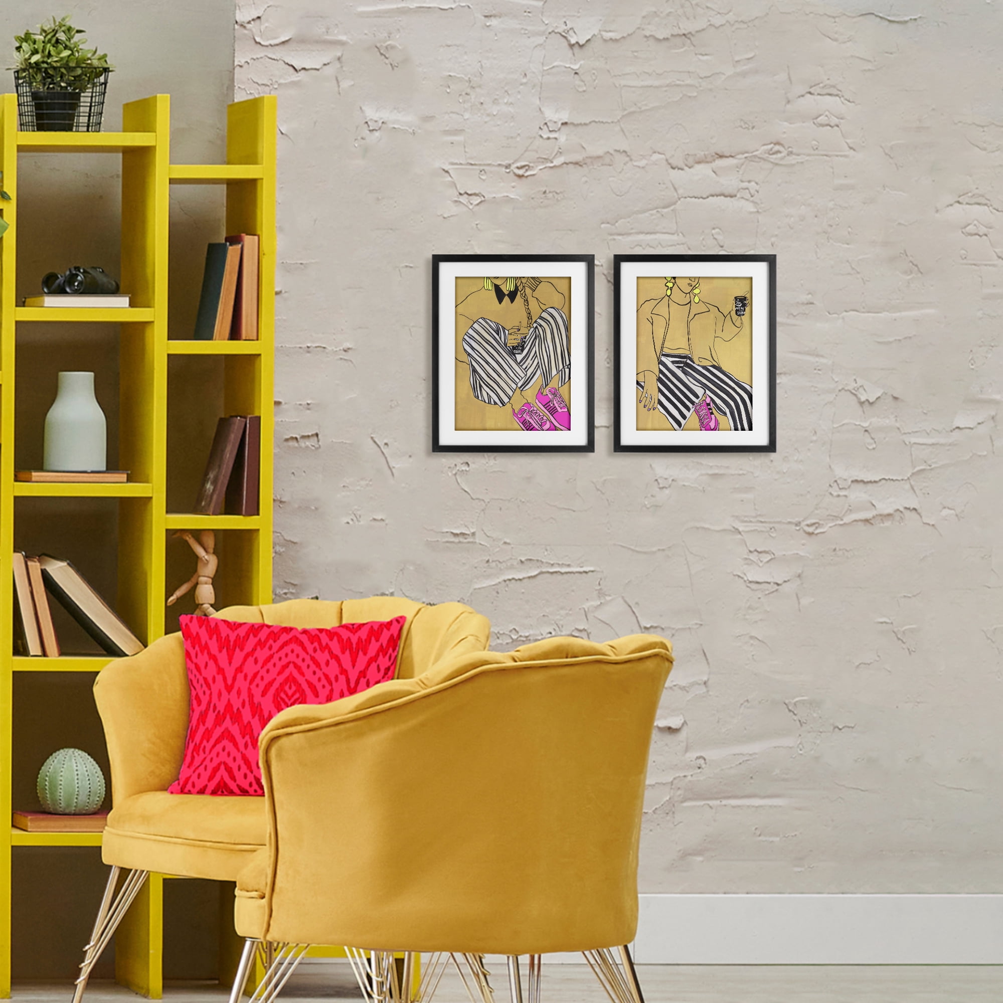 Stupell Industries Crimson Thread Fashion Poses 2 Piece Black Framed Print Under Glass Set, design by Melissa Wang