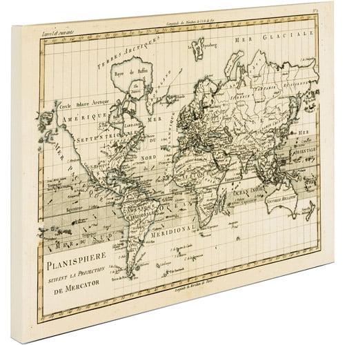 Trademark Art 'Mercator Map of the World' Canvas Art by Charles Bonne