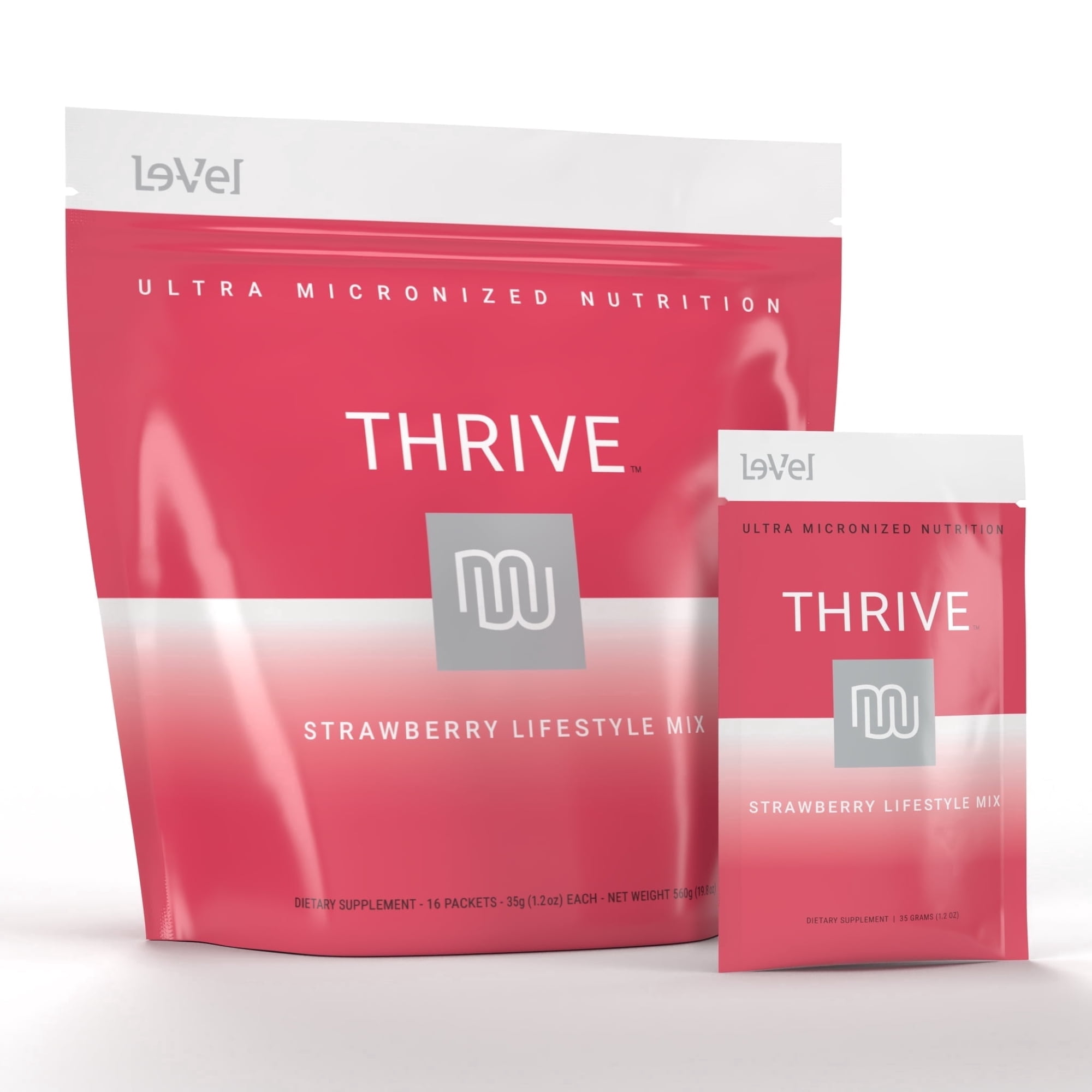 THRIVE Protein Shake Gluten-Free Pea Protein Probiotics Strawberry 16 Packets
