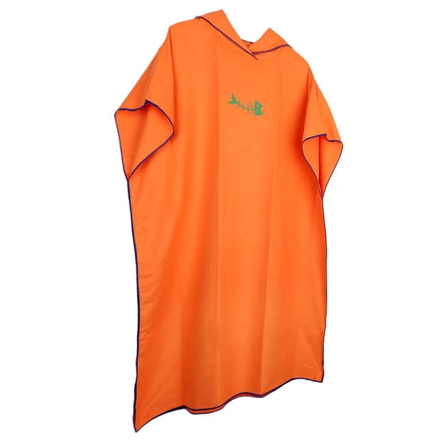 jinwen Unisex Beach Bath Surf Poncho Robe With Hood Wetsuit Changing Towel Orange
