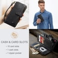 thumbnail image 3 of for Samsung Galaxy S25 Plus Case Wallet for Women Men, Samsung Galaxy S25 Plus Case, PU Leather Magnetic Flip Strap Wristlet Zipper Card Holder Wallet Business Phone Cover for Galaxy S25 Plus,Black, 3 of 10