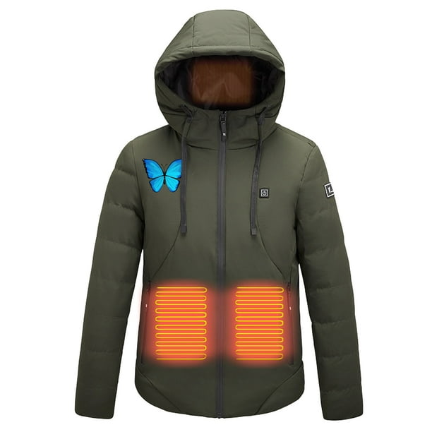 Chaquetas y abrigos casuales de manga larga con capucha, con USB, temperatura constante, calefactables, resistentes al viento, talla grande, para hombre y mujer, invierno, 4 unidades