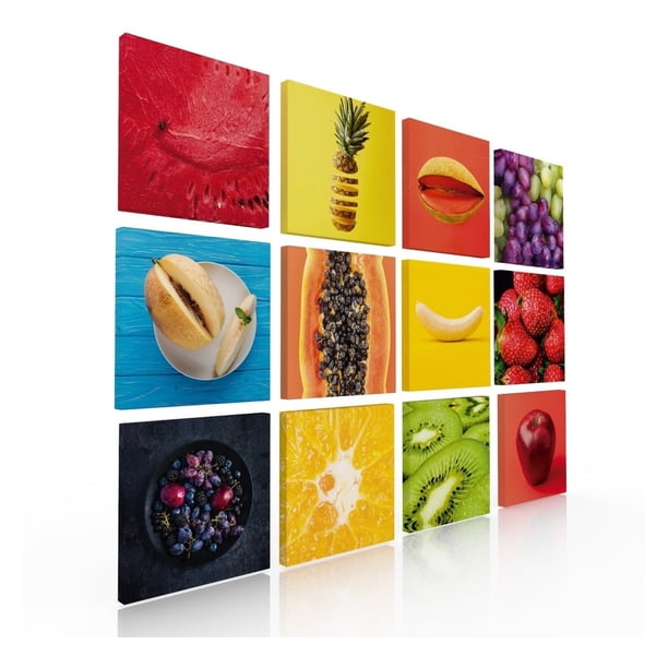 Set De 12 Cuadros Decorativos, Frutas Frescas Ideas Creativas Cuadro sublimado en tela