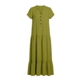 thumbnail image 5 of ClodeEU Women's V Neck Short Sleeve Tiered Midi Dress,Casual A Line Flowy Dress Green,Women's Plus L, 5 of 6