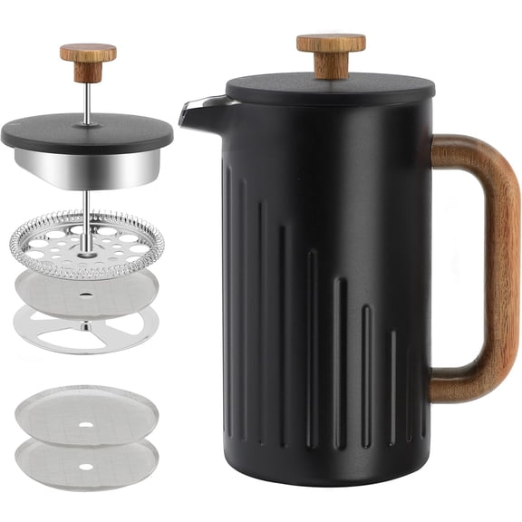Rorence French Press Coffee Maker 34 oz, 8 Cups Double Wall Stainless Steel Coffee & Tea Brewer