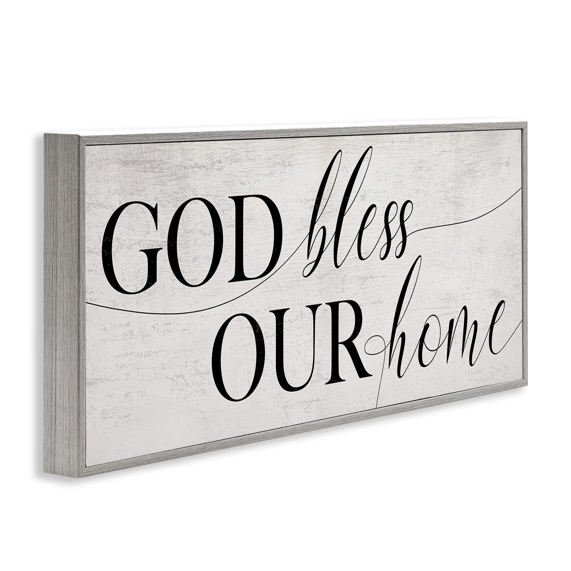 Stupell Industries God Bless Our Home Phrase Typography Painting Gray Framed Art Print Wall Art, 30 x 13