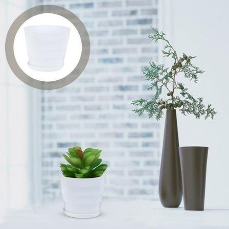 FELTECHELECTR 6Set Succulent Planter Pots in White Plastic for Household 16x14in