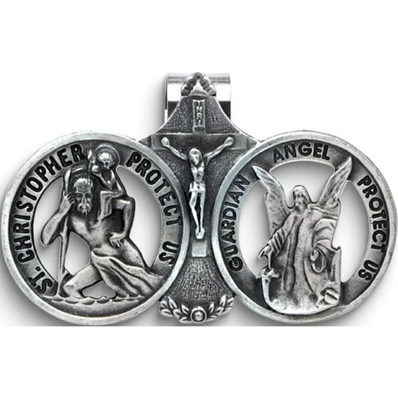 Fashion St. Christopher/Guardian Angel Visor Clip Made In El Salvador gm17358