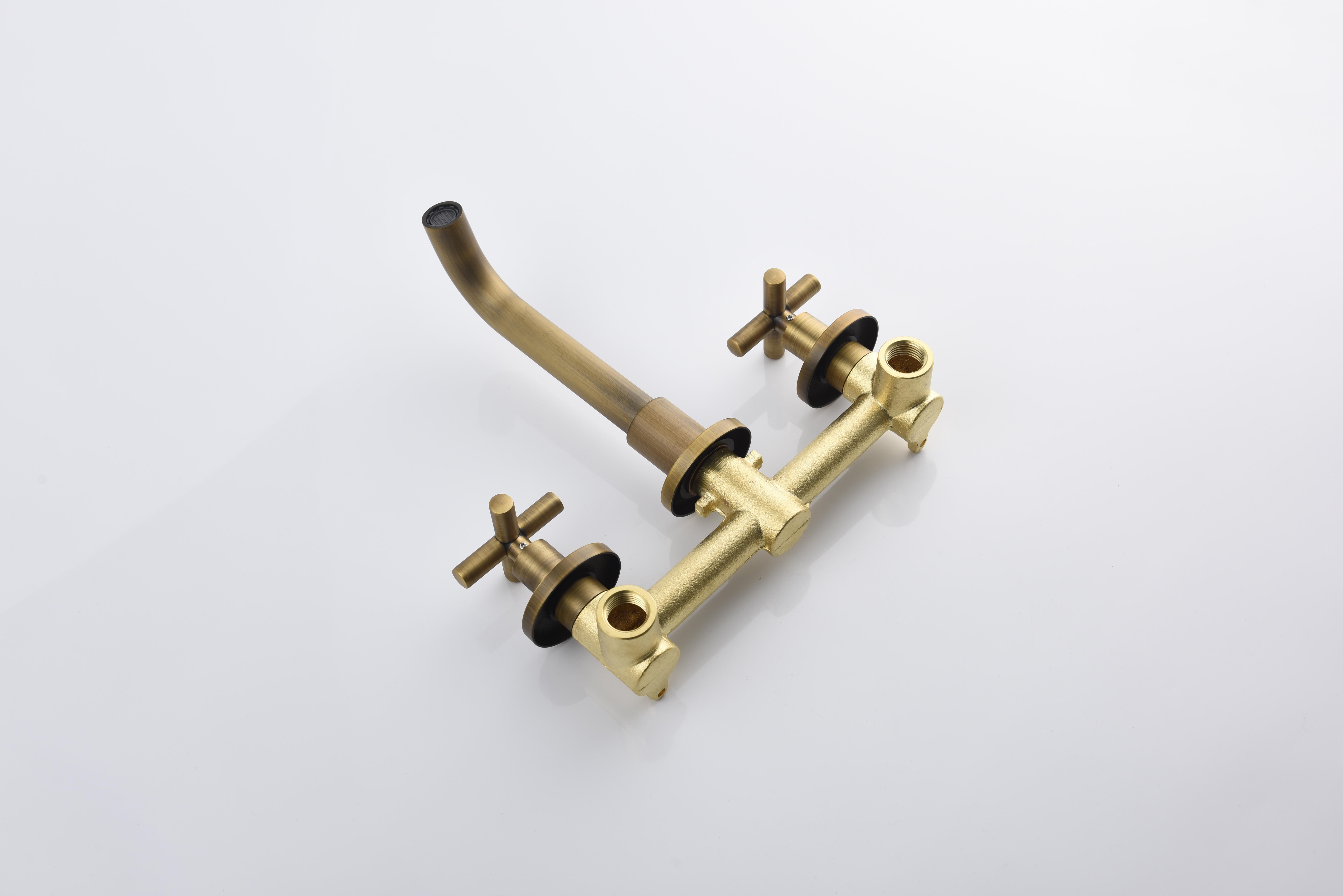 Wall Mounted Bathroom Sink Faucet with Pop-Up Drain (No Overflow)