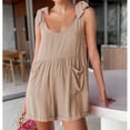 thumbnail image 4 of Diufon Womens Rompers Adjustable Elastic Waist Shorts Solid Color Overalls Pockets Loose Wide Leg Jumpsuit, 4 of 6
