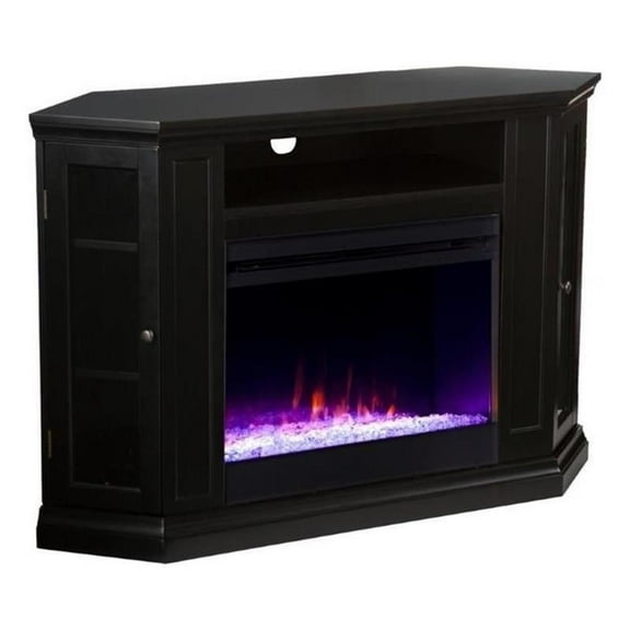 Bowery Hill Engineered Wood Color Changing Electric Fireplace in Black