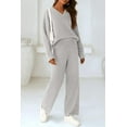 thumbnail image 5 of PRETTYGARDEN Women's 2 Piece Pullover Sweater Set Oversized V Neck Top Wide Leg Pants Fall Winter Fuzzy Lounge Outfit, 5 of 9