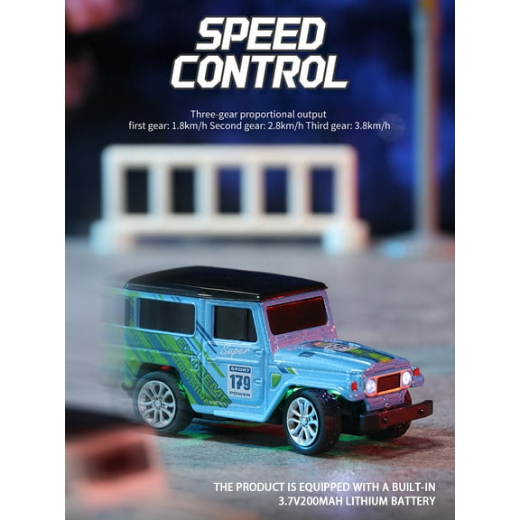 1: 64 mini alloy remote control car, 2.4GHz remote control, three speed adjustable steering (blue)