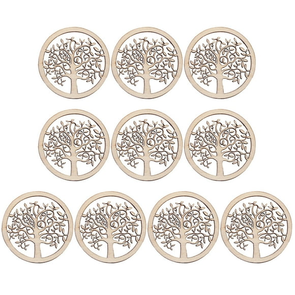 Milisten 10pcs DIY Wooden Slices Hollow Life Tree Round Wooden Pieces Ornaments Wooden Chips Crafts Making Accessories