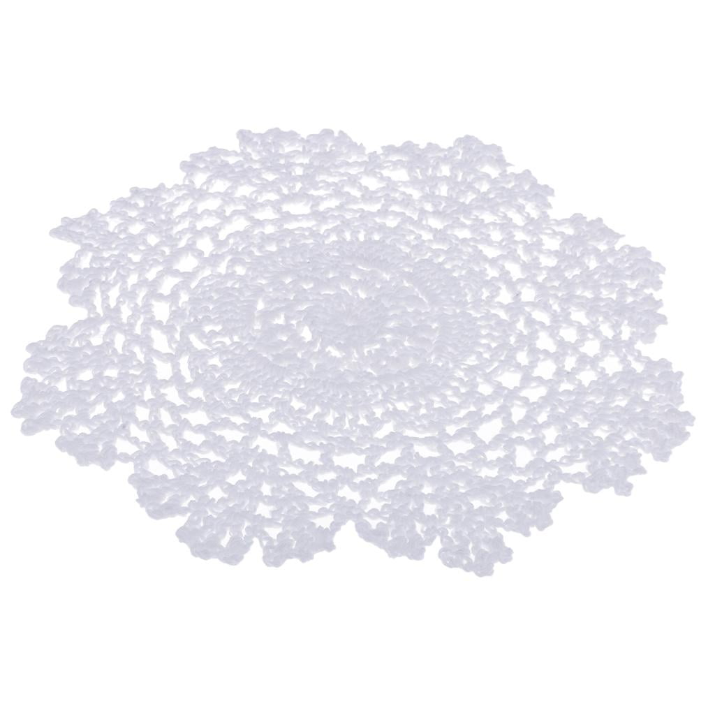 1 Piece White Handmade Crochet Cotton Lace Table Placemats Doilies 20cm