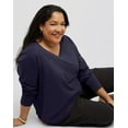 thumbnail image 4 of Hanes Women's Long Sleeve V-Neck Cotton T-Shirt (Plus Size) Navy 2X, 4 of 4