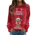 thumbnail image 1 of Noël Femmes Sweat-Shirt à Manches Longues Fermeture Cardigan Col Rond Chaud Sweater Veste Mi-Longue Imprimé Mode Pullover Vacances Xmas Outwear, 1 of 6