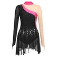 thumbnail image 5 of inhzoy Womens Figure Skating Dance Dress Shiny Rhinestone Long Sleeve Ballet Dance Leotard Dress HotPink-A XXL, 5 of 10