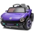 thumbnail image 3 of Xuanlur 12V Ride On Car for Kids, Licensed Volkswagen Beetle Ride on Toys with Remote Control, Electric Car for 3-5 Years Olds with Rear Cargo Storage, Music, Lights, 4-Wheel Suspension, Purple, 3 of 7