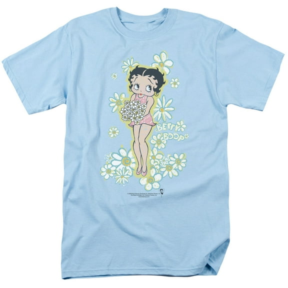 Betty Boop Flowers S/S Adult 18/1 T-Shirt Light Blue