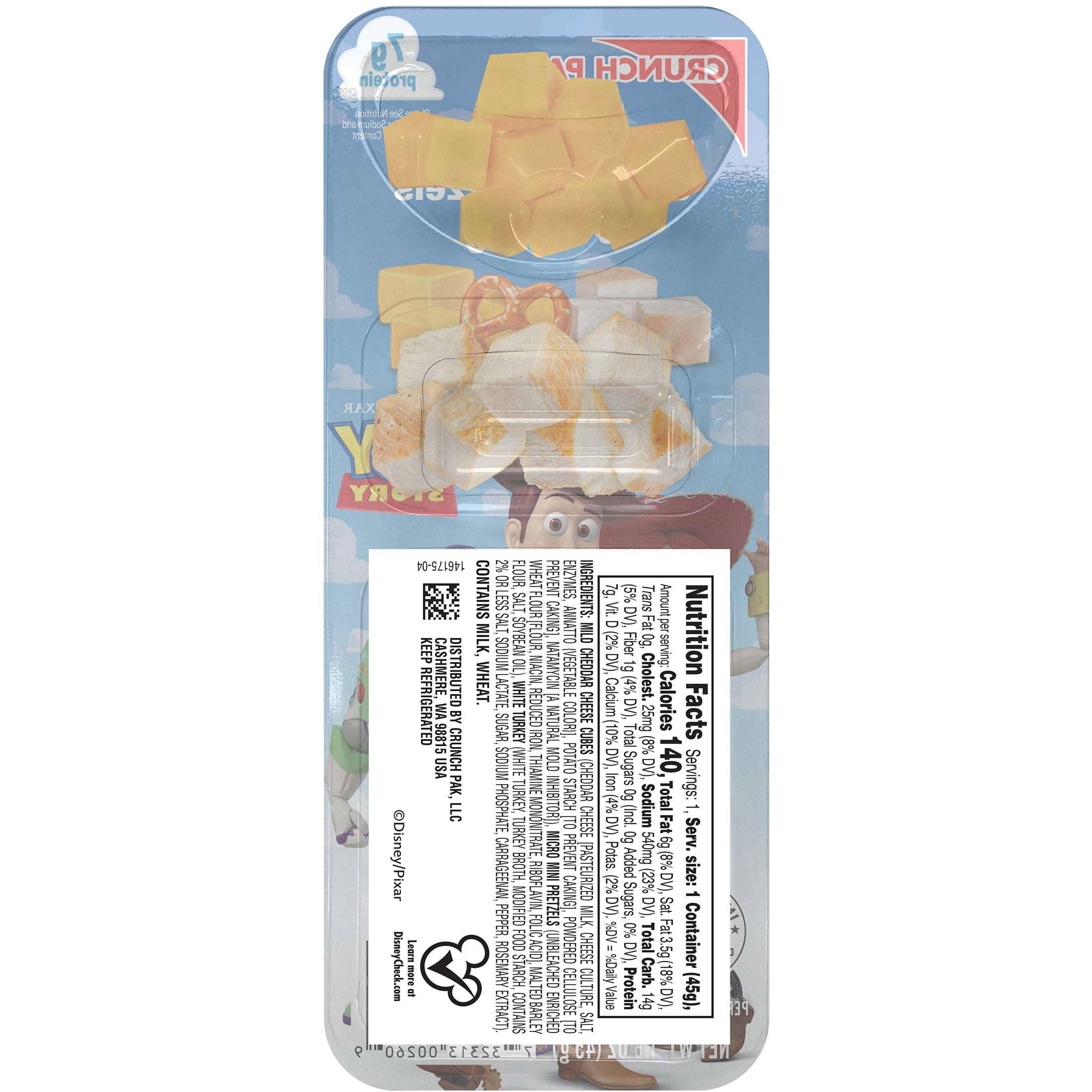 Crunch Pak Featuring Toy Story with Turkey, Cheddar Cheese, and Pretzels 1.6oz Snack Tray