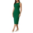 thumbnail image 4 of Vestido formal midi sin mangas de cuello barco para mujer INSPIRE CHIC en verde oscuro M, 4 of 5