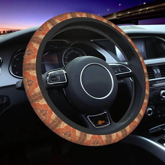 Car Steering Wheel Cover for Women Men, Non-Slip Breathable Steering Wheel, Oriental Persian Turkish Carpet Pattern Steering Wheel Protector, Car Accessories