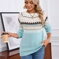 thumbnail image 4 of vigerkar Fair Isle Sweater Women Oversized Knit Vintage Crochet Cozy Long Sleeve Pullover Sweaters Fall Winter Outfits (Sky Blue, M), 4 of 9
