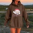 thumbnail image 2 of Visit the JURANMO Store Women's Funny Christmas Hoodie Xmas Santa Letter Graphic Long Sleeve Novelty Sweatshirts Drawstring Fall Fashion Hooded Pullover with Pocket Brown L, 2 of 5