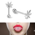 thumbnail image 3 of Bagues de Langue, Bague de Langue en Forme de Feuille de Pot en Acier Inoxydable Bijou de Corps, Bijou de Corps Droit Fileté en Acier Inoxydable, Bijou de Corps Bagues de Langue, 3 of 8