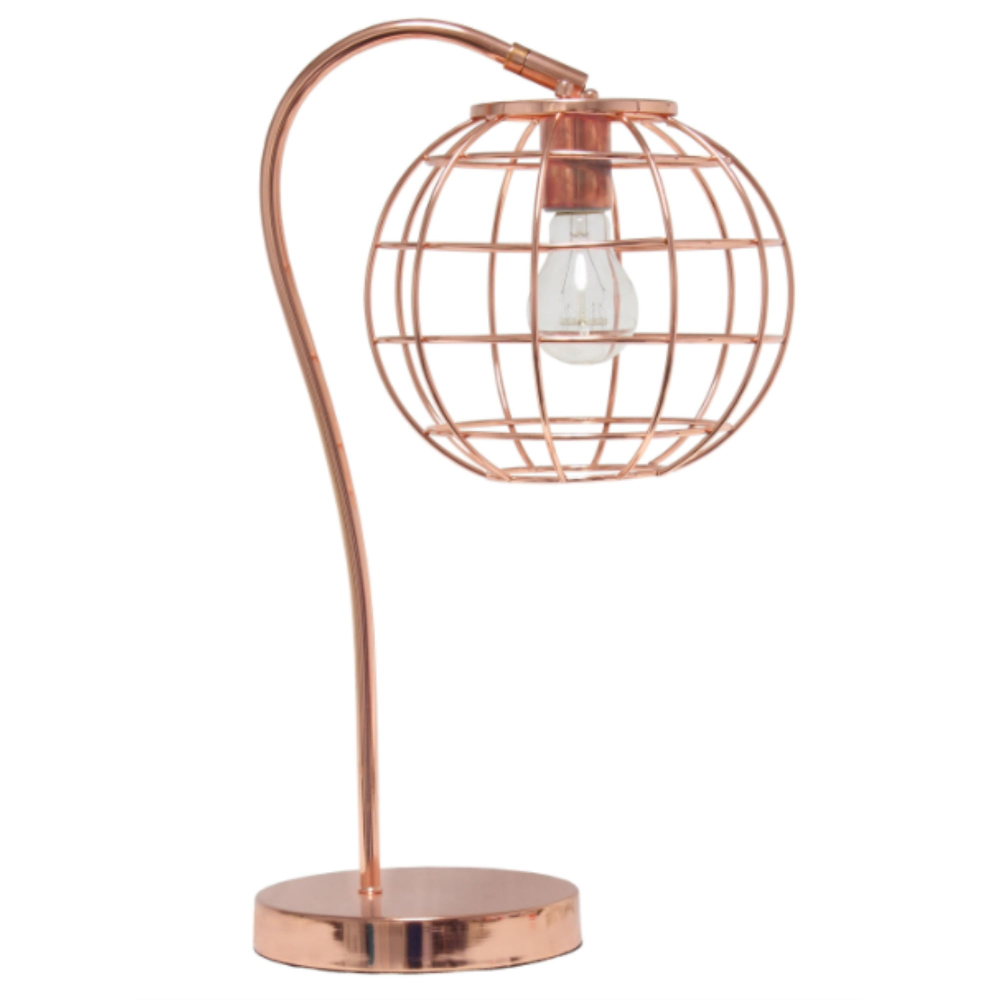Lalia Home Arched Metal Cage Table Lamp, Rose Gold