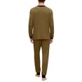 thumbnail image 5 of Dwelliawo Mens Loungewear Set Henley Button Sleepwear Silky Stretchy Modal Long Sleeve Top Elastic Cuff Jogger Pants Casual Nightwear For Home Wear Black L, 5 of 5