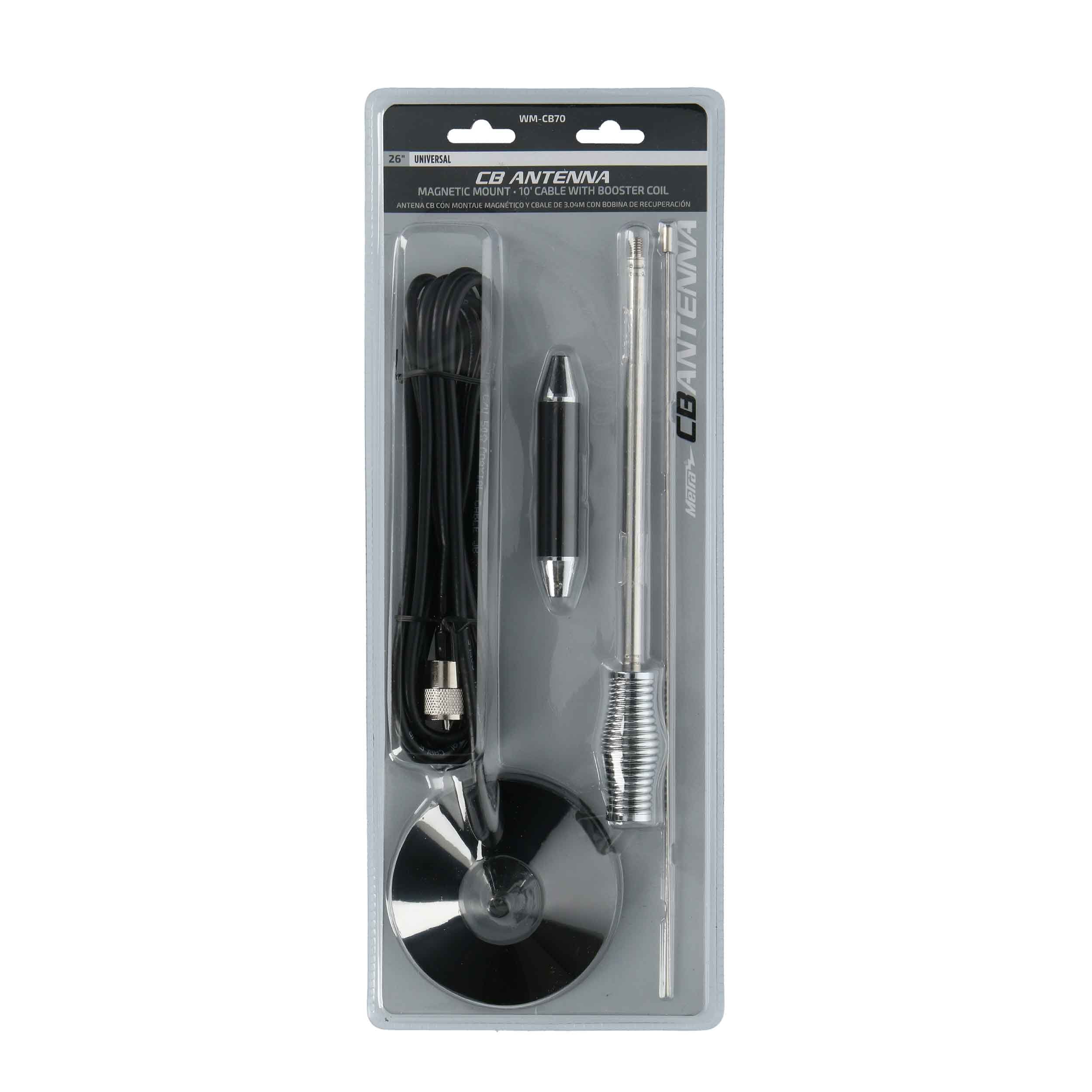 Universal magnetic top mount CB antenna.