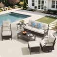 thumbnail image 5 of Outdoor Patio Furniture Set, 7 Pieces Outdoor Conversation Sets with Coffee Table, Side Table & Ottoman, Wicker Rattan Outdoor Sectional Sofa Set for Backyard, Deck, Porch, Poolside, Gray, 5 of 5