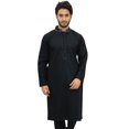 thumbnail image 7 of Atasi Men's Long Black Cotton Mandarin Collar Shirt Ethnic Clothing-XXX-Large, 7 of 7