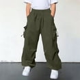 thumbnail image 2 of Cargo Pants Baggy Cargo Pants Elastic High Waisted with Pocket Classic Fit Boys Athletic Pants Hip Hop Pants Size 14-15 Years Boys Clothes, 2 of 9