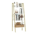 Homfa Modern 4Tier Wooden Ladder Bookshelf, Tall Metal Frame Book