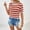 Orange, variant on YHAJDS Summer Tops Blouses Contrast Short Sleeve Round Neck Knit Tee Casual Shirt