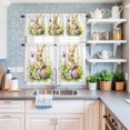 thumbnail image 6 of Kitchen Window Curtains Valance and Tier Set, Easter Rabbit Watercolor Egg Rod Pocket Tier Curtain Valance Set, Meadow Ombre Floral Butterfly Light Filtering Cafe Curtains for Bedroom Living Room, 6 of 9