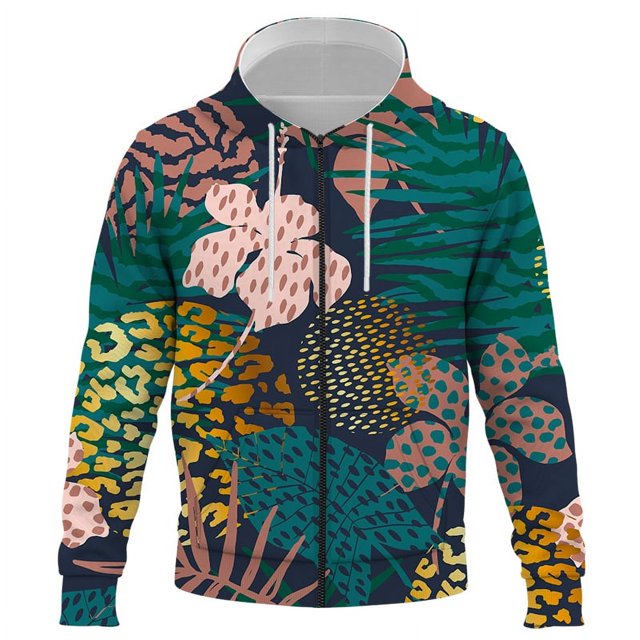 Fashion Men Casual Zipper Hoodies Spring and Autumn Male Sweatshirts Oversize Outwear Jacket Abstract pattern Coat