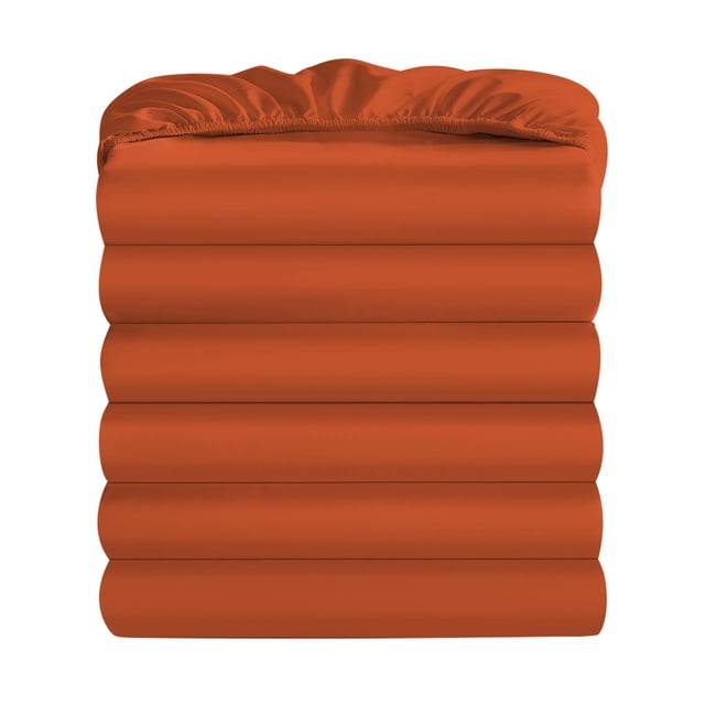 Sábanas Ajustables Maple&Stone Queen Paquete de 6 en Naranja Quemado