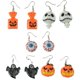 thumbnail image 3 of Pendientes de calabaza con decoración de Halloween, elementos de Halloween, murciélago, araña, calabaza, fantasma, pendientes para mujeres y niñas, 3 of 7