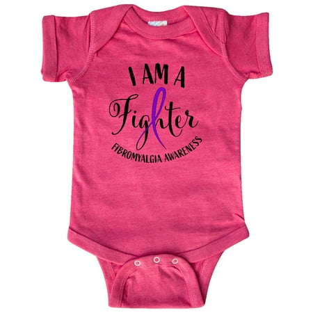 

Inktastic Fibromyalgia Awareness I am a Fighter with Purple Ribbon Gift Baby Boy or Baby Girl Bodysuit