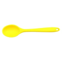 Cooking Spoon 10.6"Large Serving Spoons Black Heat Resistant Silicone Spoon, Non-Stick Mixing Kitchen Spoons,Premium Silicone Kitchen Utensils for Stirring,Baking & Mixing(Yellow,10.63x2.36x0.79")