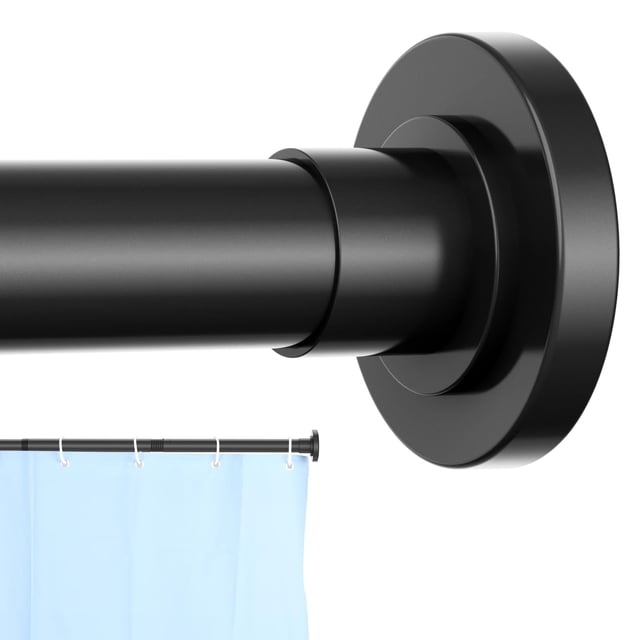 Barra de cortina de ducha CorkLatta negra de 80 a 173 cm de acero inoxidable
