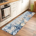 thumbnail image 2 of Runner Rug 2'x6', Blue Starfish Coastal Washable Non-Slip Hallway Runner Rugs, Eucalyptus Summer Nautical Shell Vintage Bedside Rugs Floor Mats Carpet Runners for Kitchen Bathroom Laundry Room, 2 of 8