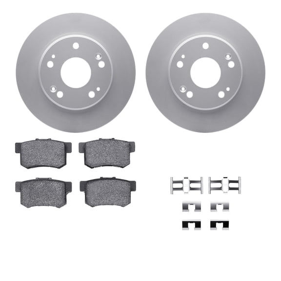 Dynamic Friction Company Rear Geospec Brake Rotors with 5000 Advanced Brake Pads includes Hardware 4512-59136