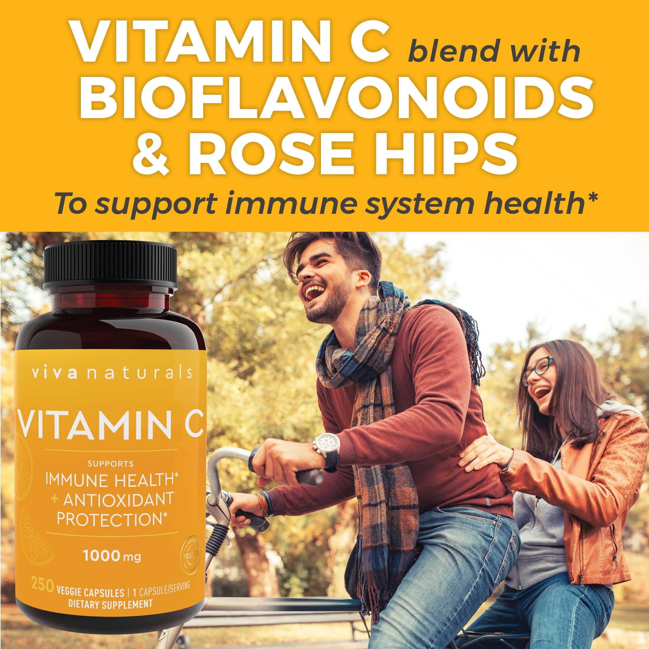 Viva Naturals Vitamin C 1000mg, 250 Vegetarian Capsules